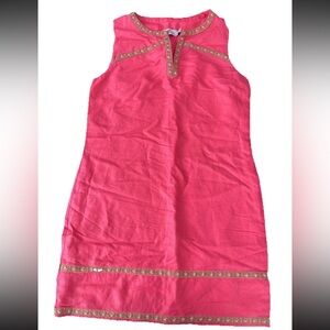 Vineyard Vines Hot Pink Sleeveless Linen Shift Dress Size 4